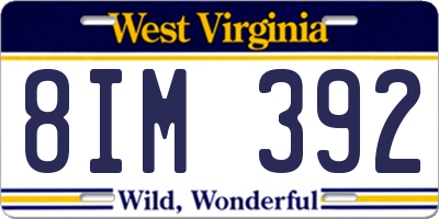 WV license plate 8IM392