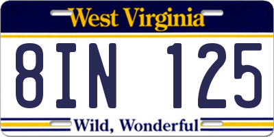 WV license plate 8IN125