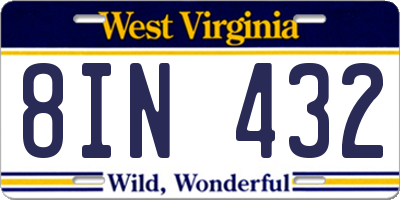 WV license plate 8IN432