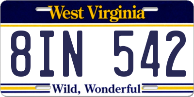 WV license plate 8IN542