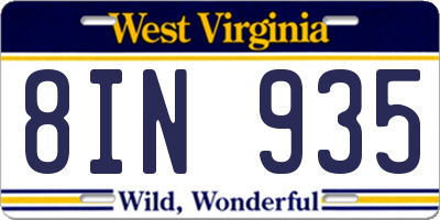 WV license plate 8IN935