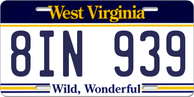 WV license plate 8IN939