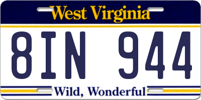 WV license plate 8IN944