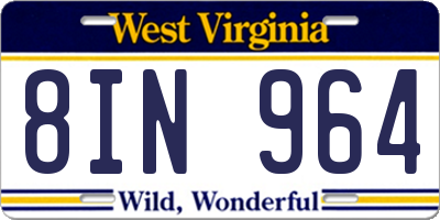 WV license plate 8IN964