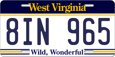 WV license plate 8IN965
