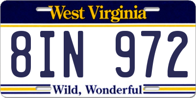 WV license plate 8IN972