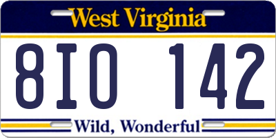 WV license plate 8IO142