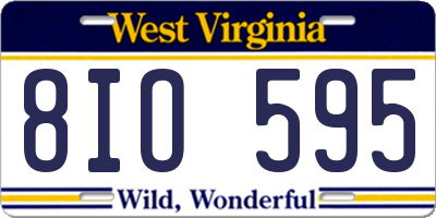 WV license plate 8IO595