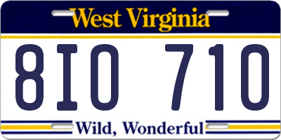 WV license plate 8IO710