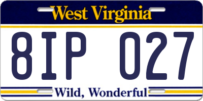 WV license plate 8IP027