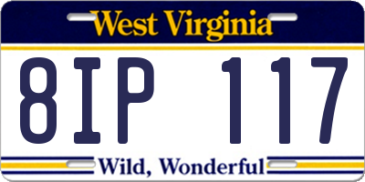 WV license plate 8IP117