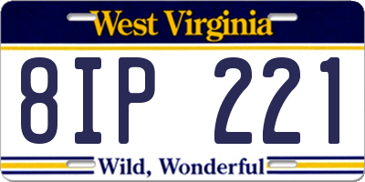 WV license plate 8IP221
