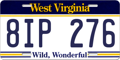 WV license plate 8IP276