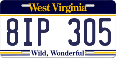 WV license plate 8IP305