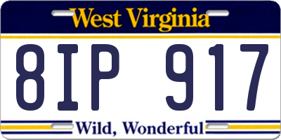 WV license plate 8IP917