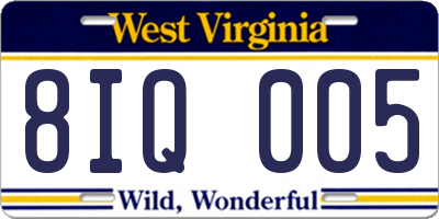 WV license plate 8IQ005