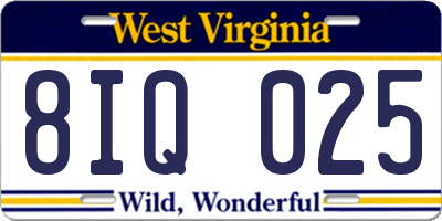 WV license plate 8IQ025