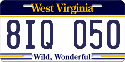 WV license plate 8IQ050