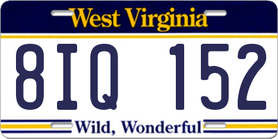 WV license plate 8IQ152