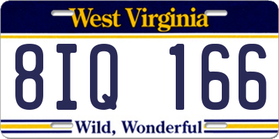 WV license plate 8IQ166