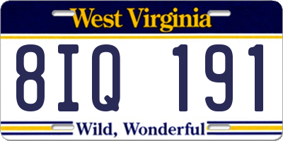 WV license plate 8IQ191