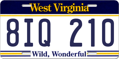 WV license plate 8IQ210