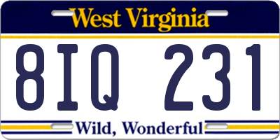 WV license plate 8IQ231