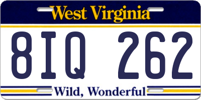 WV license plate 8IQ262