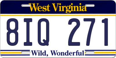WV license plate 8IQ271