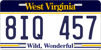 WV license plate 8IQ457