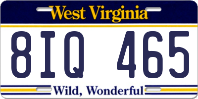 WV license plate 8IQ465