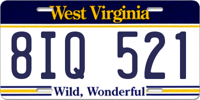 WV license plate 8IQ521