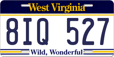 WV license plate 8IQ527