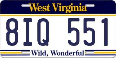 WV license plate 8IQ551