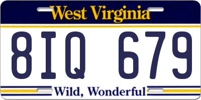 WV license plate 8IQ679