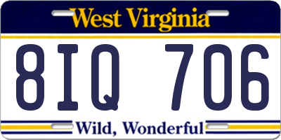 WV license plate 8IQ706