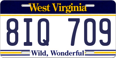 WV license plate 8IQ709