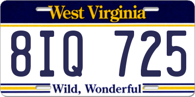 WV license plate 8IQ725