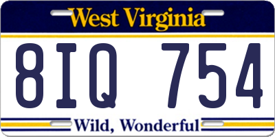 WV license plate 8IQ754
