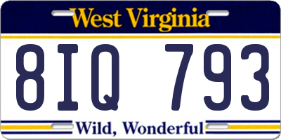 WV license plate 8IQ793