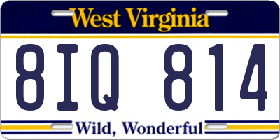 WV license plate 8IQ814