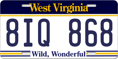 WV license plate 8IQ868