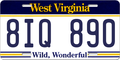 WV license plate 8IQ890