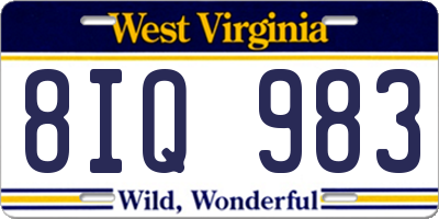 WV license plate 8IQ983