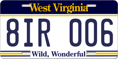 WV license plate 8IR006