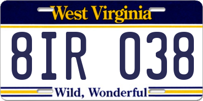 WV license plate 8IR038