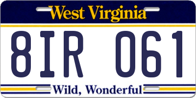 WV license plate 8IR061