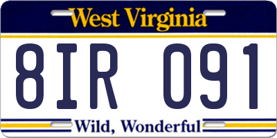 WV license plate 8IR091