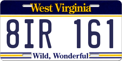 WV license plate 8IR161