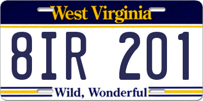 WV license plate 8IR201